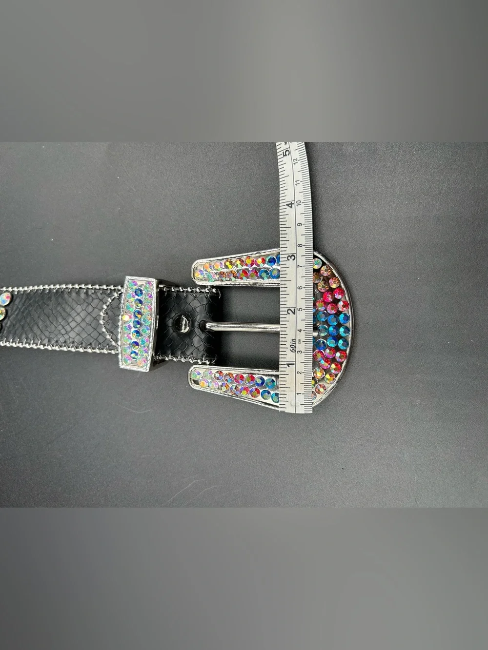 MAJESTIK  “Prodigy”  Leather Belt Colorful - Rhinestone . Size L